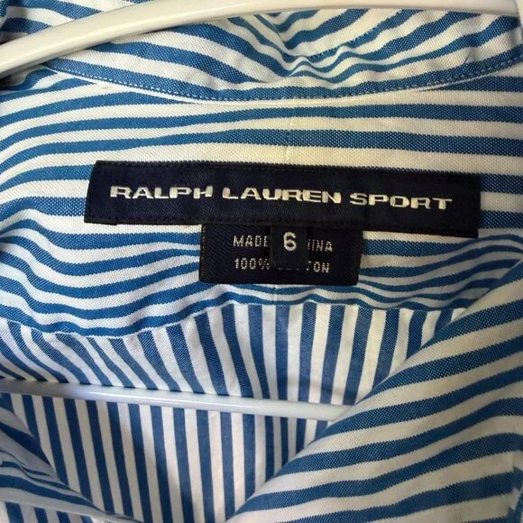 NWT Ralph Lauren Sport Blue & White Striped Shirt - Picture 4 of 6